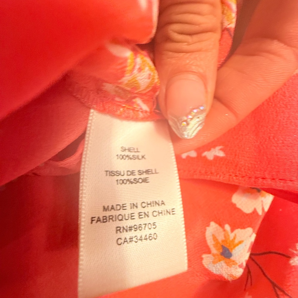 REBECCA TAYLOR Coral Phlox Floral Flutter Silk Blouse Size6/Small MSRP$250 - Picture 6 of 12